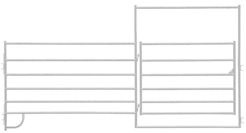 6-Bar Corral Panel 12' Square Corner w/ Gate